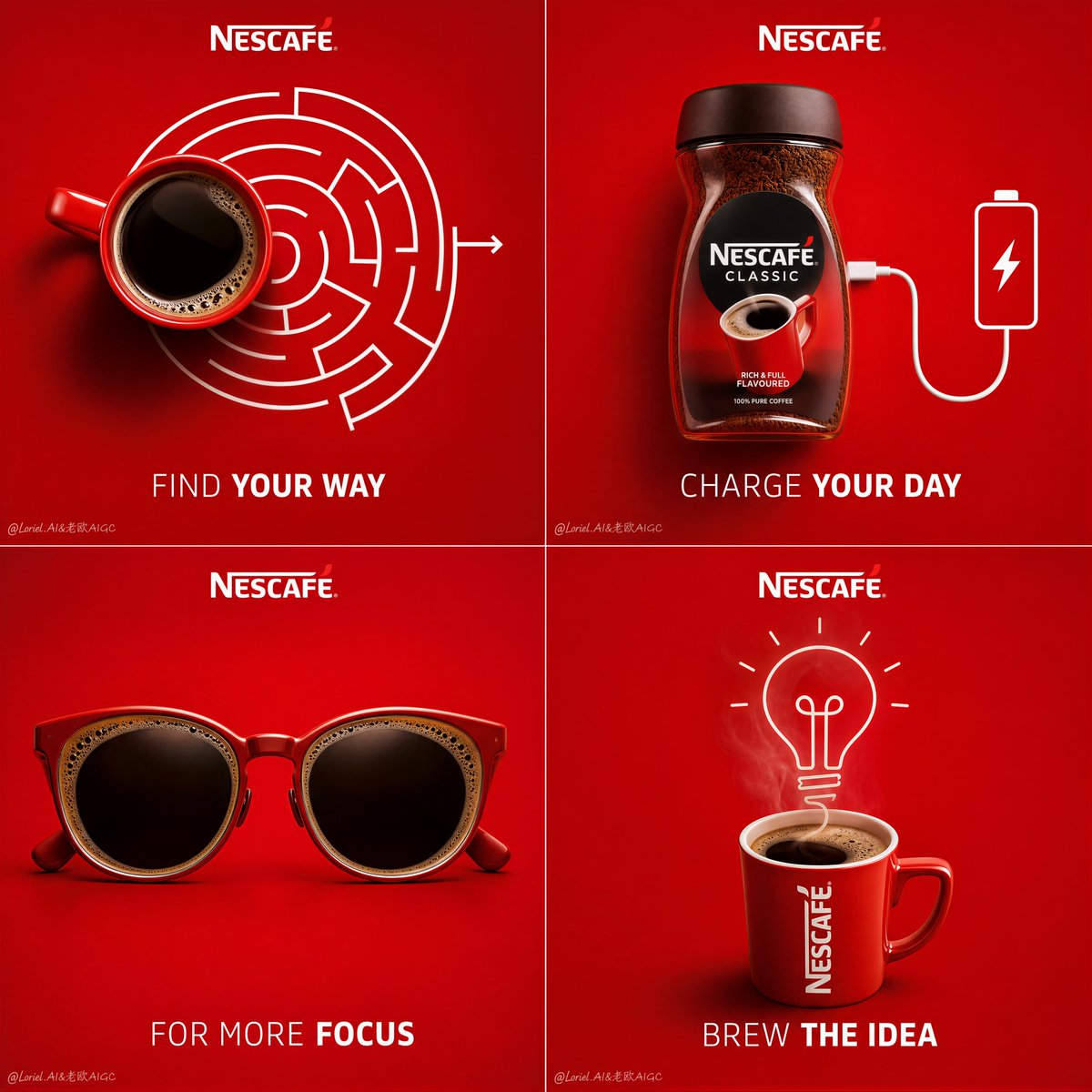 Nescafé Minimalist 4-Panel Conceptual Campaign