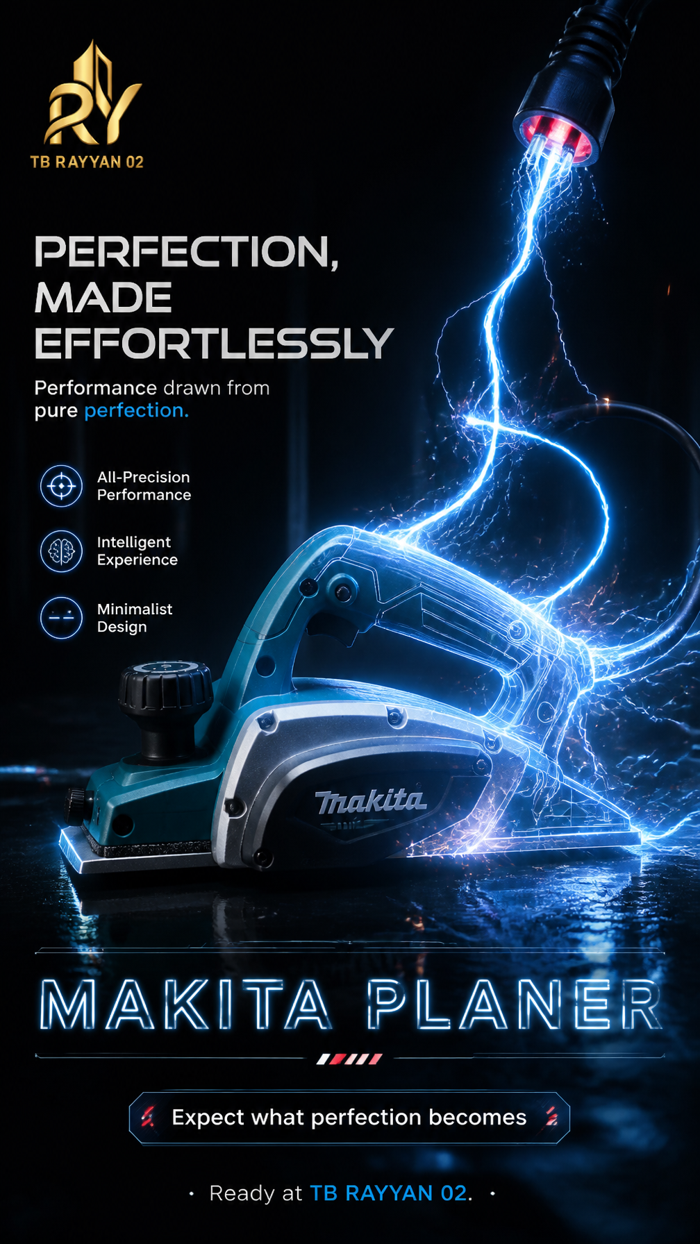 Futuristic Electric Energy Makita Planer Poster