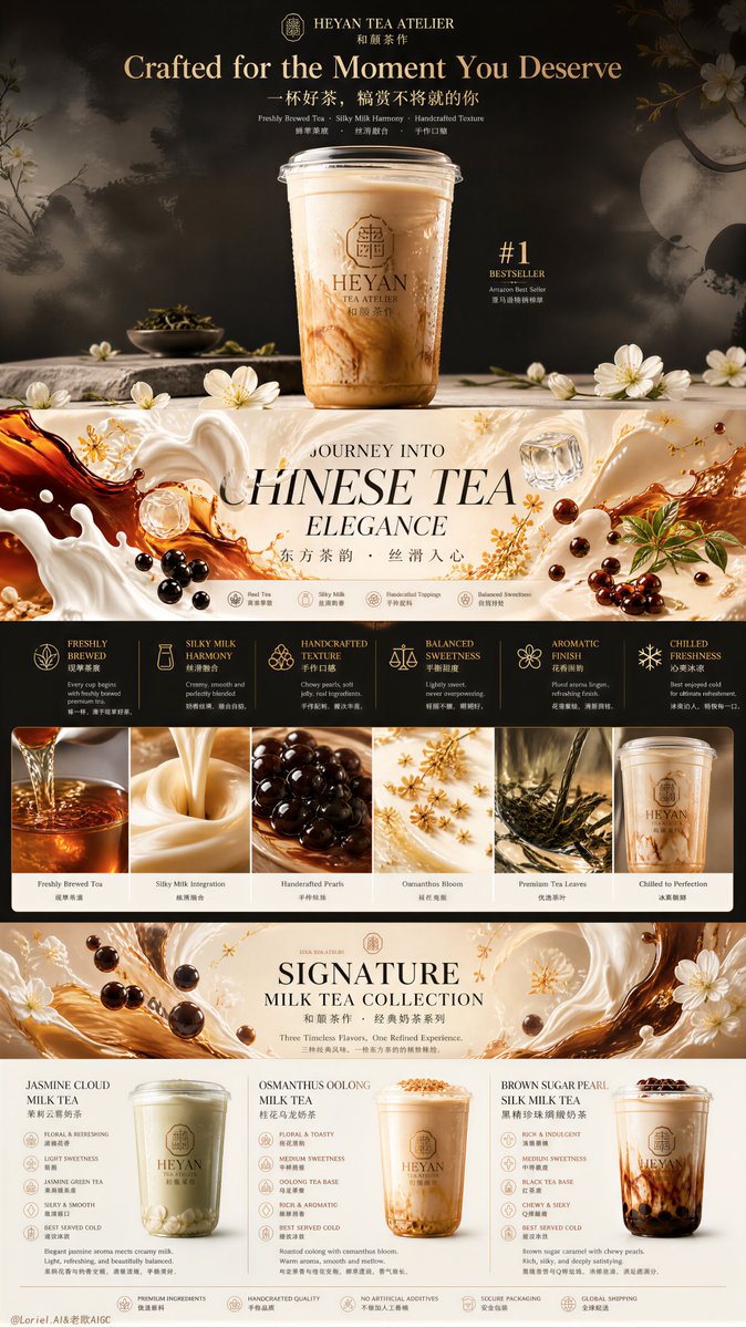 Luxury Oriental Milk Tea E-commerce Flagship Landing Page