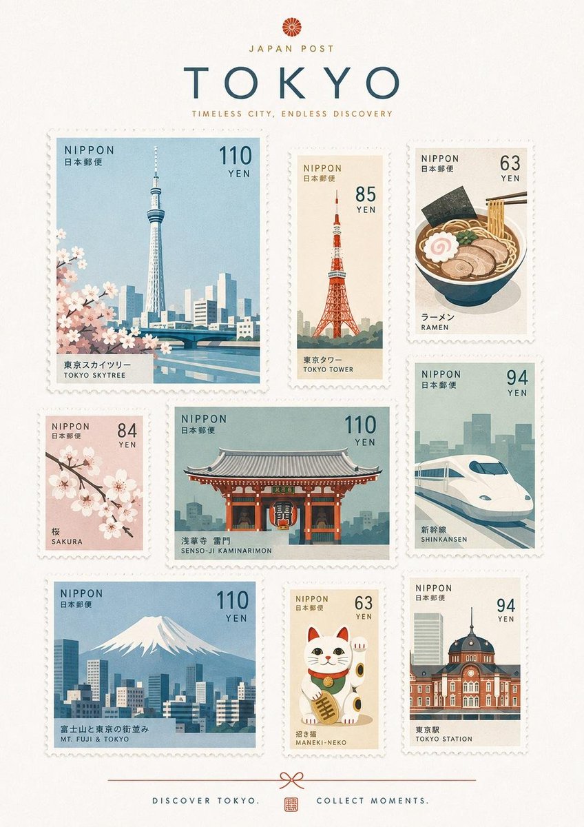 Minimalist Destination Commemorative Stamp Sheet