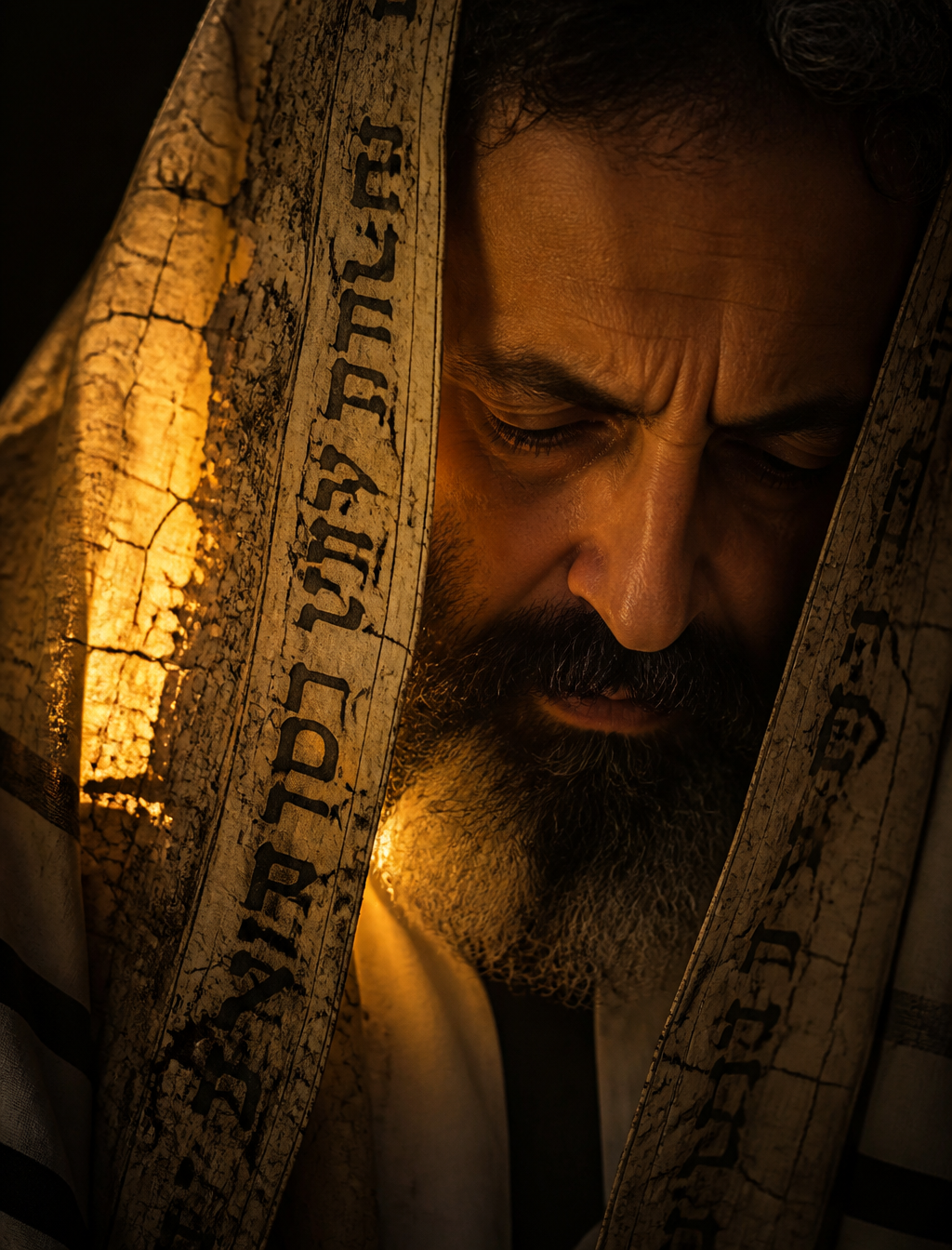 The Timeless Prayer: Ancient Tallit Portrait