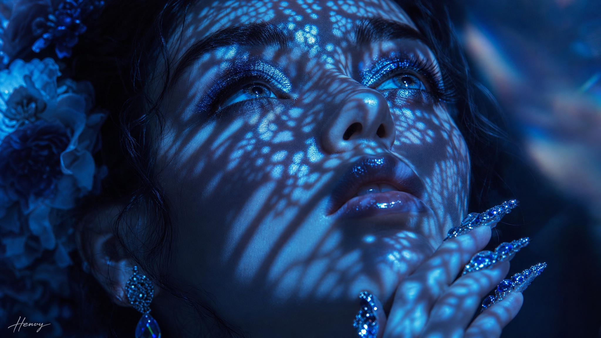 Cyan Lace Luxury Beauty Portrait