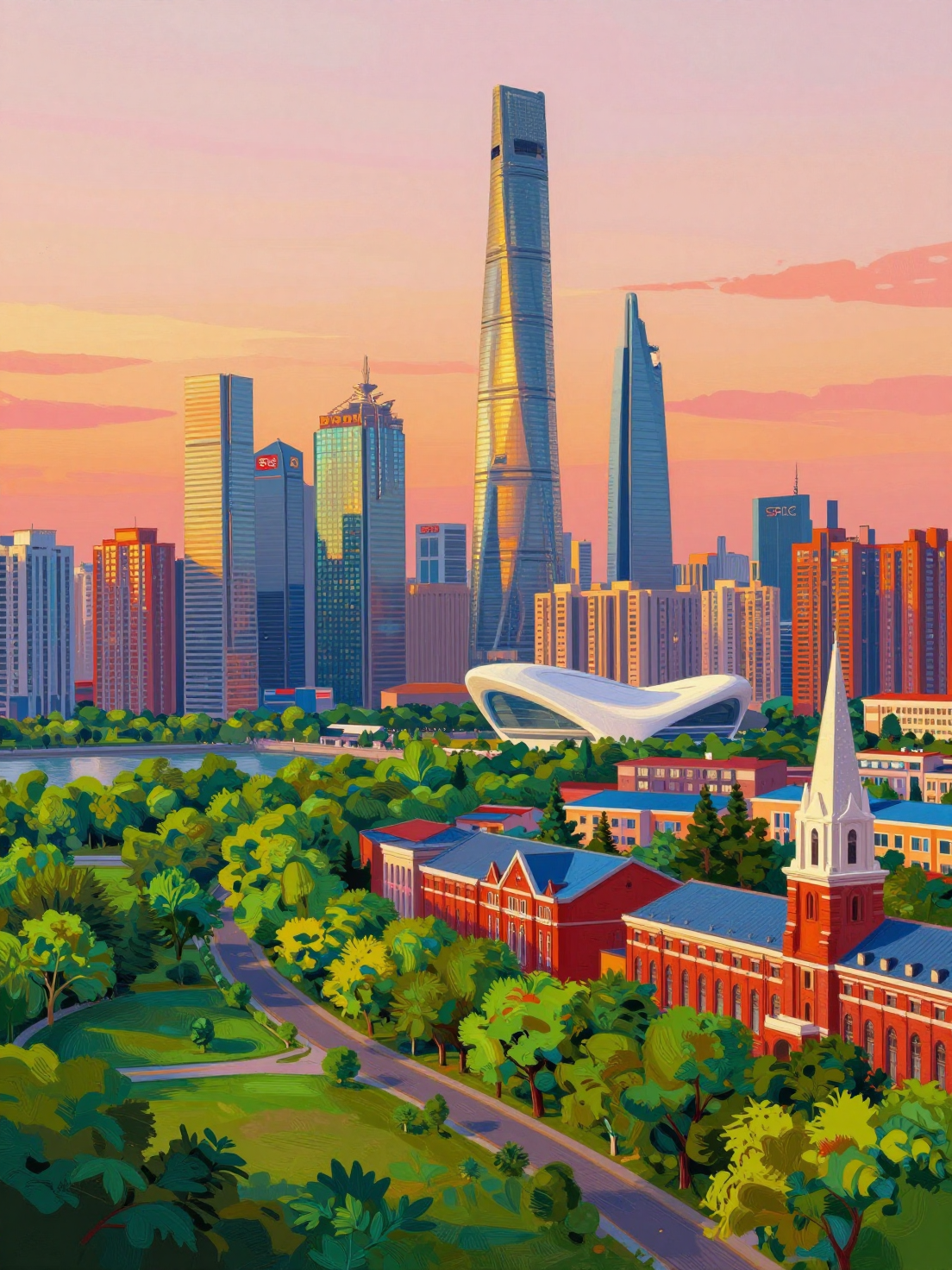 Impressionist Sunset Metropolis