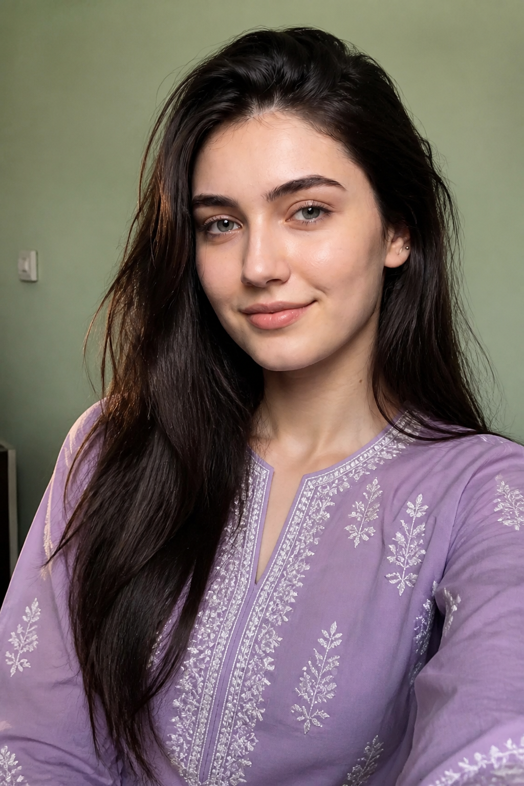 Serene Portrait of Woman in Lavender Kurta