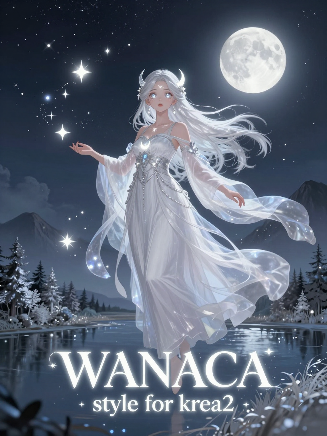 Celestial Lunar Priestess in Cosmic Night