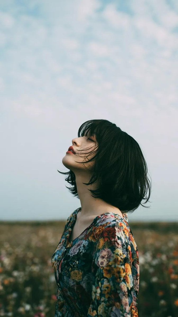 Serene Asian Muse in Autumn Meadow - alternate