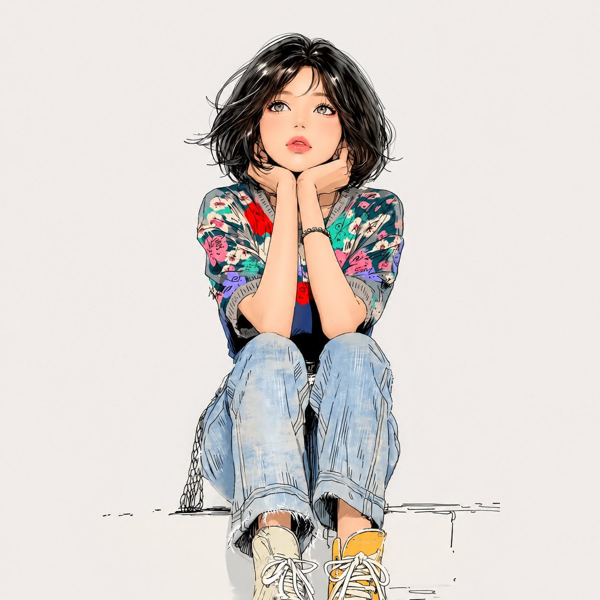 Minimalist Anime Character Portrait