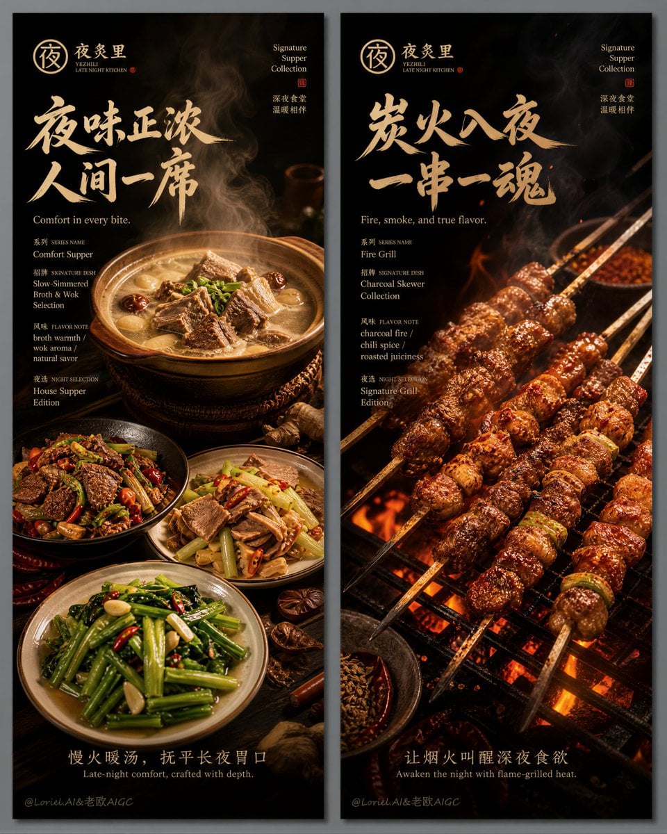 Premium Chinese Late-Night Dining Brand Campaign Layout