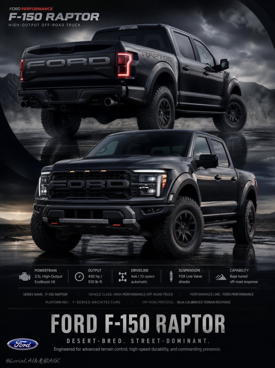 Premium Ford F-150 Raptor Dual-Layer Campaign Poster - alternate