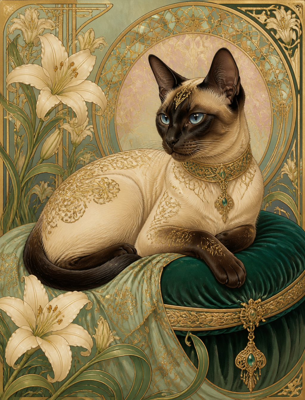 Art Nouveau Siamese Majesty