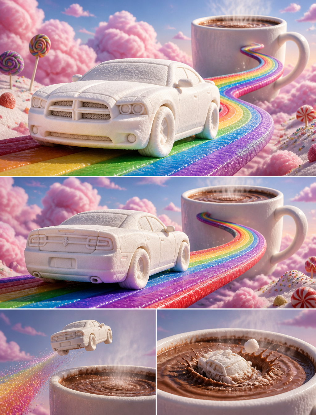 Marshmallow Dodge Charger in Candy Wonderland