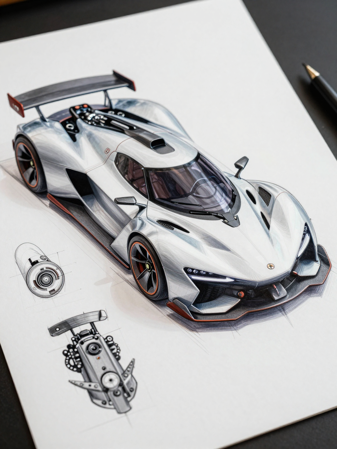 Futuristic Hypercar Engineering Blueprint