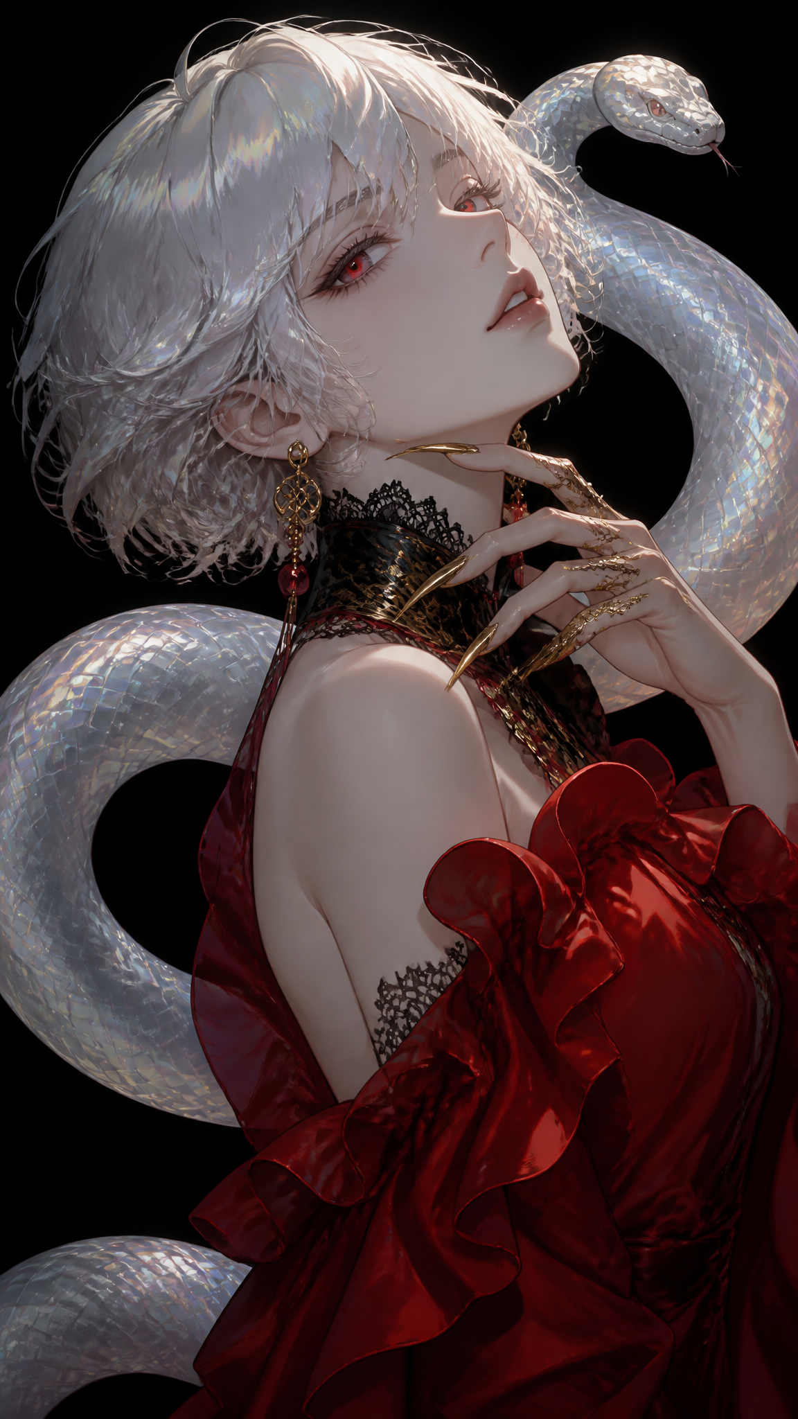 Gothic Elegance with Iridescent Serpent