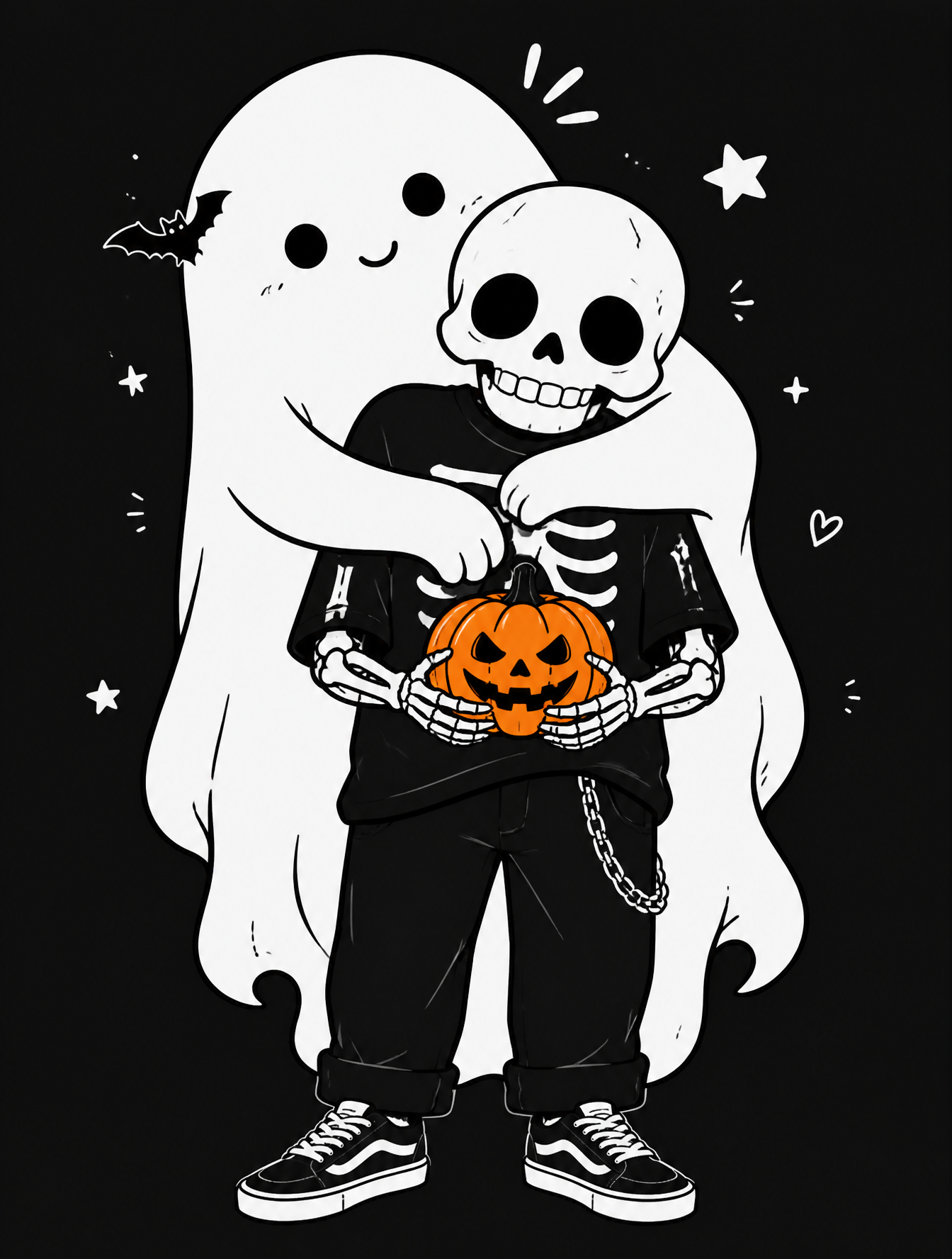 Ghostly Hug Halloween Streetwear Graphic