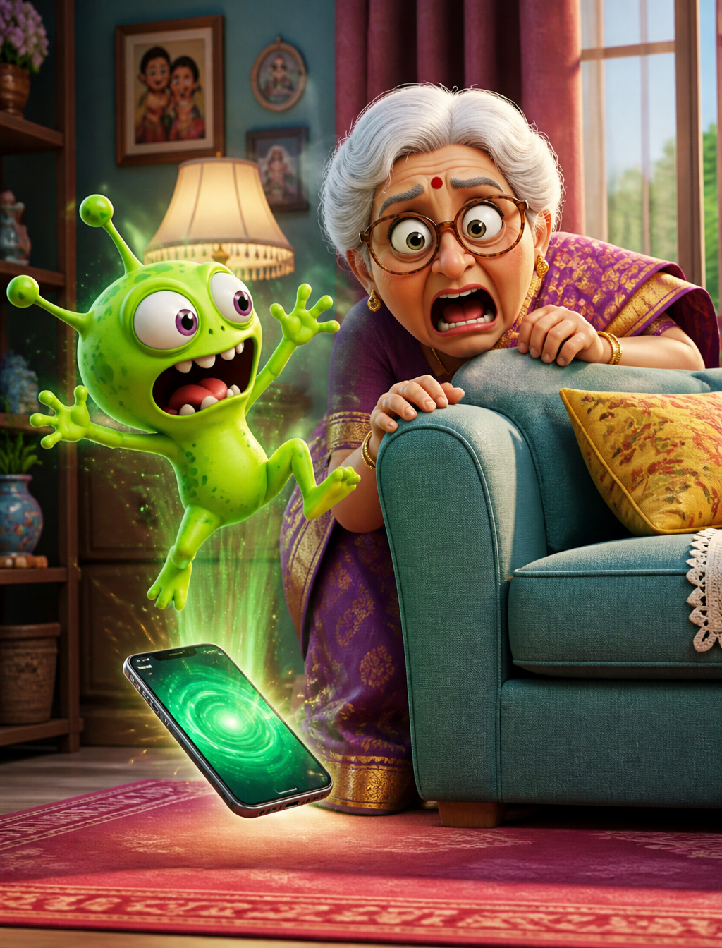 Funny Indian Grandma and Alien Encounter 3D