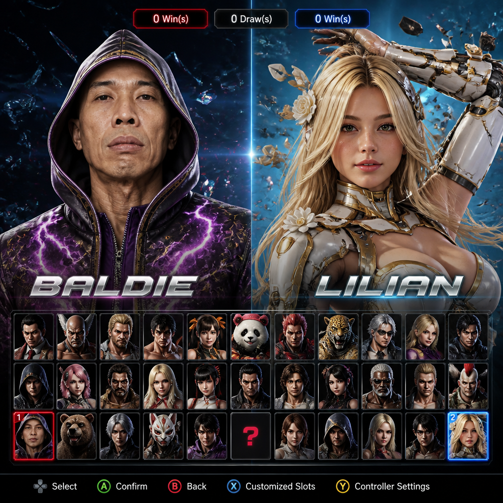 Futuristic Fighting Game Character Selection Screen