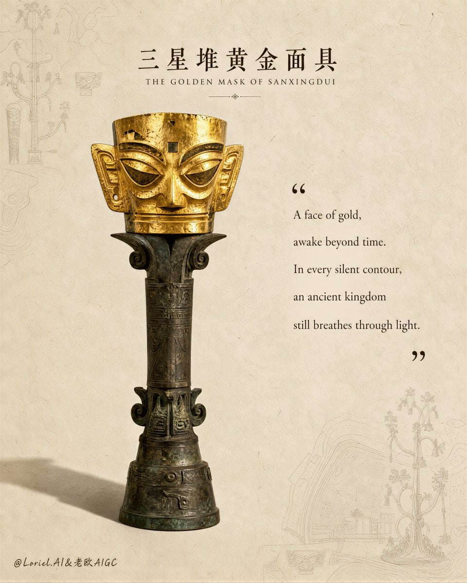 Sanxingdui Golden Mask Luxury Heritage Poster - alternate