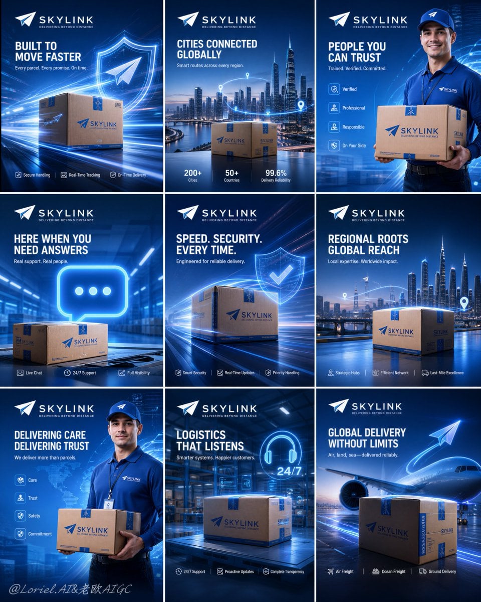 Futuristic Global Logistics 3x3 Campaign Board - alternate