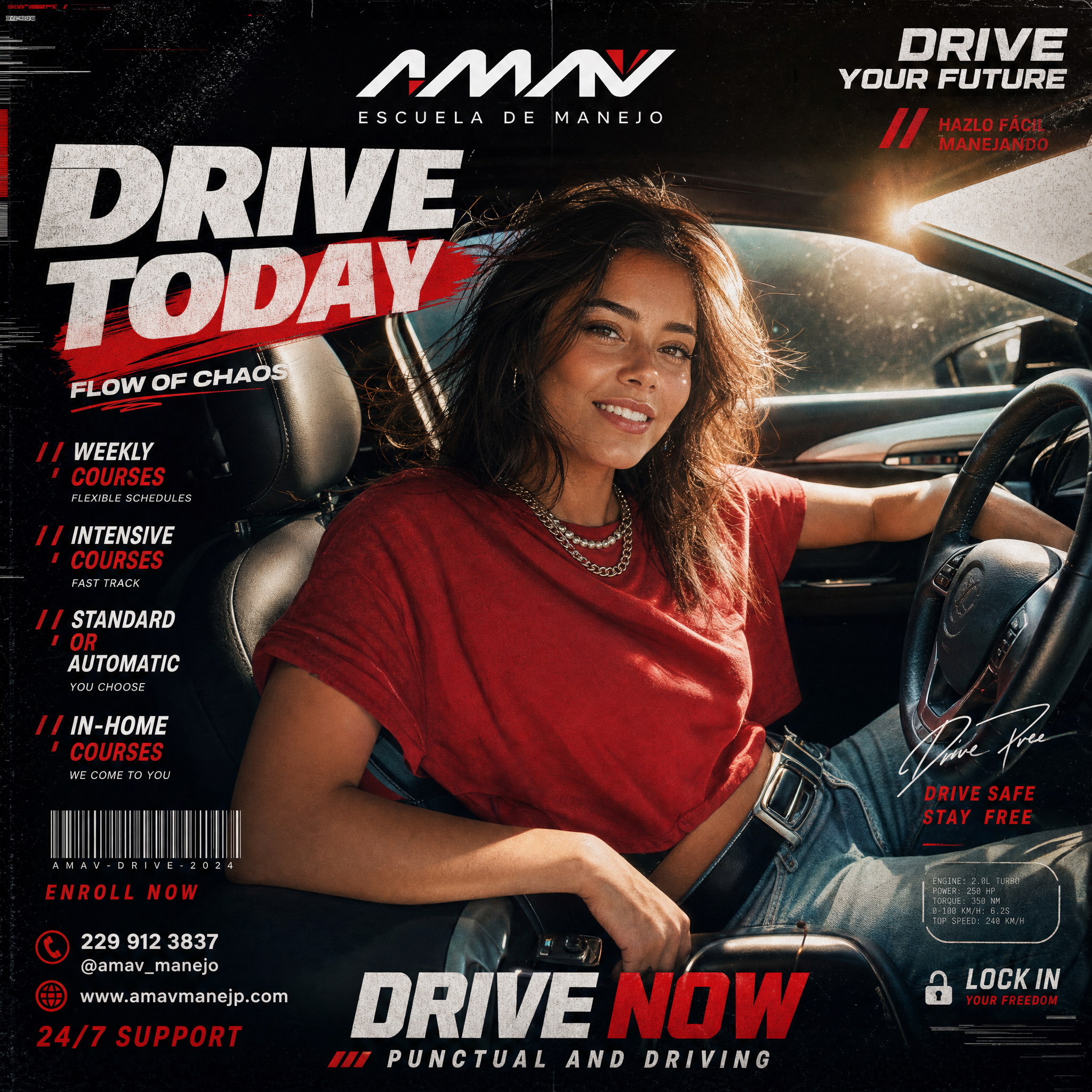 Empowered Latina Driver Fashion Editorial