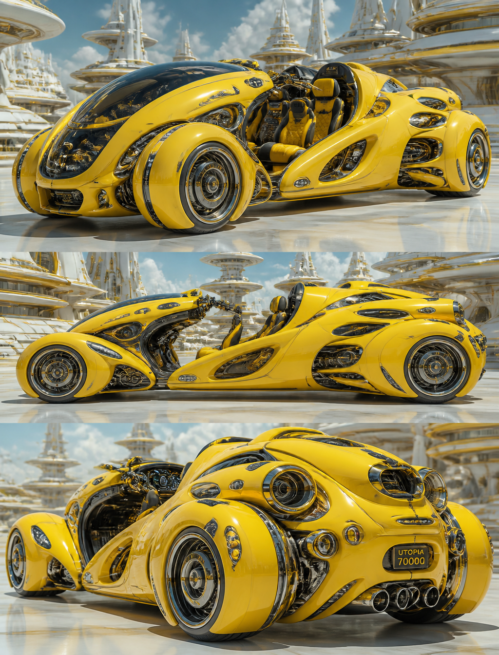 Futuristic Bulbous Yellow Trike