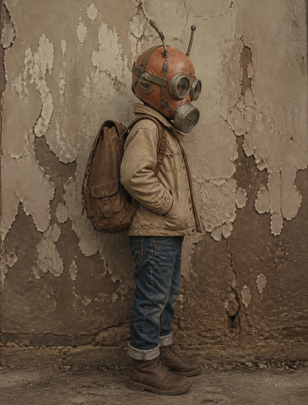 Dystopian Child in Vintage Gas Mask