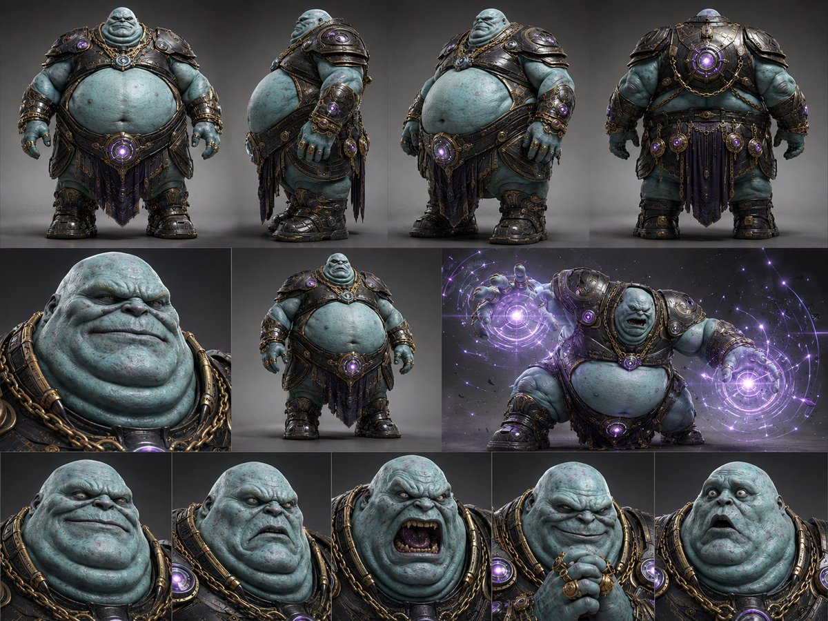 Obese Sci-Fi Warlord Character Concept Sheet