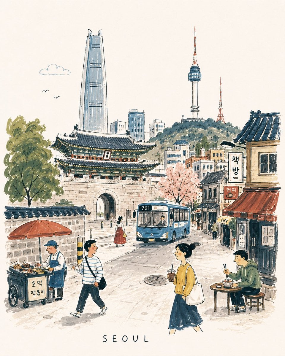 Vintage Mid-Century Travel Book Illustration - alternate