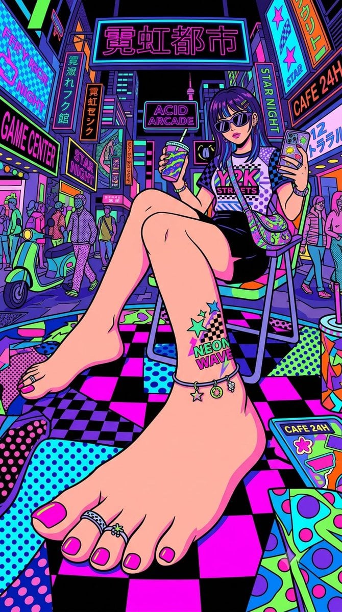 Acid Retro Fisheye Sneaker Illustration - alternate