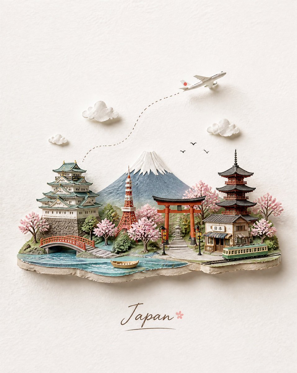 Handcrafted Miniature Destination Diorama Postcard - alternate