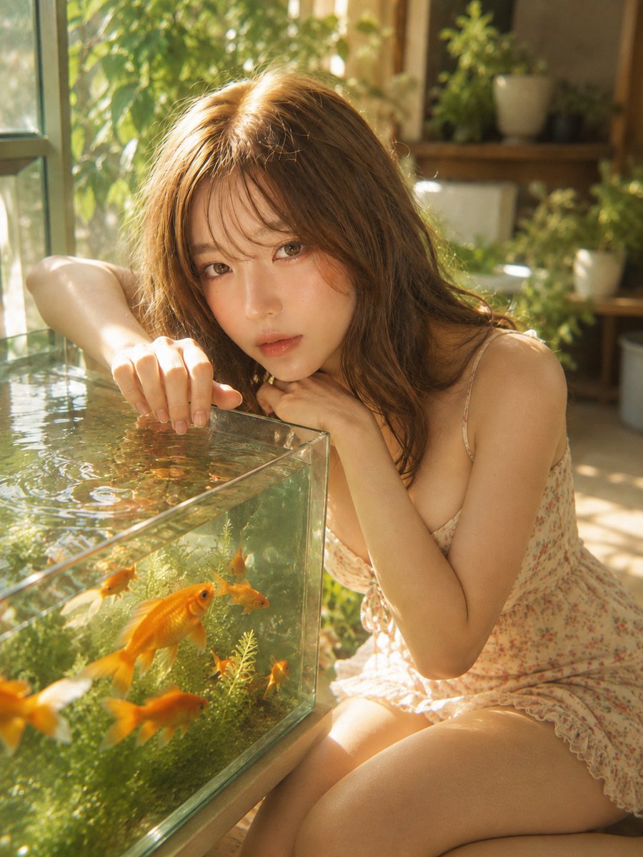 Golden Hour Goldfish Reflection