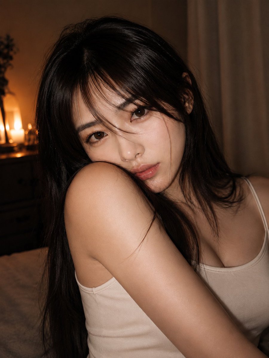 Black Hair in Candlelight Glow