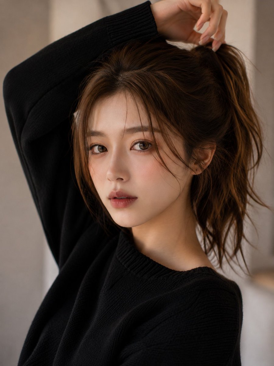 A cinematic close-up beauty portrait of a young woman wit...