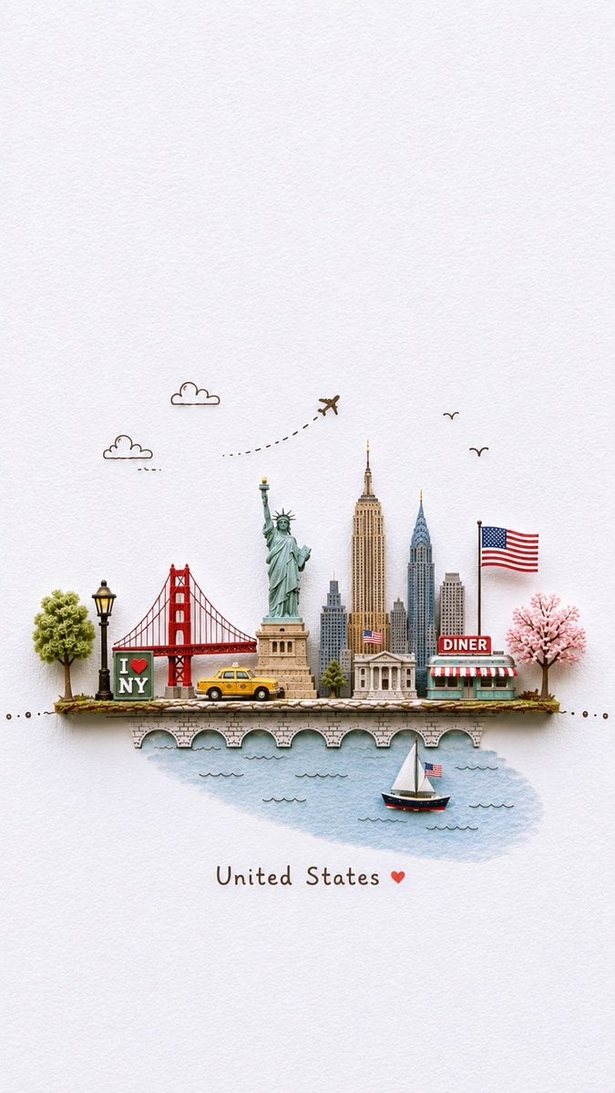Handcrafted Paper-Craft Travel Diorama - alternate