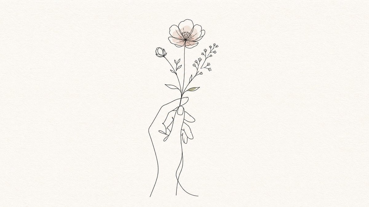 Minimalist Botanical Monoline Art - alternate