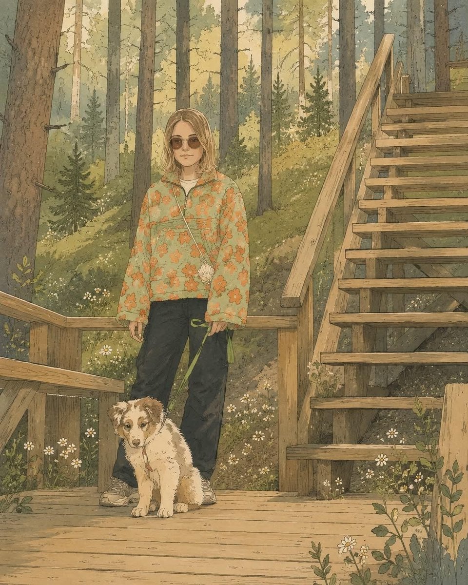Nostalgic Woodland Adventures with Australian Shepherd - alternate