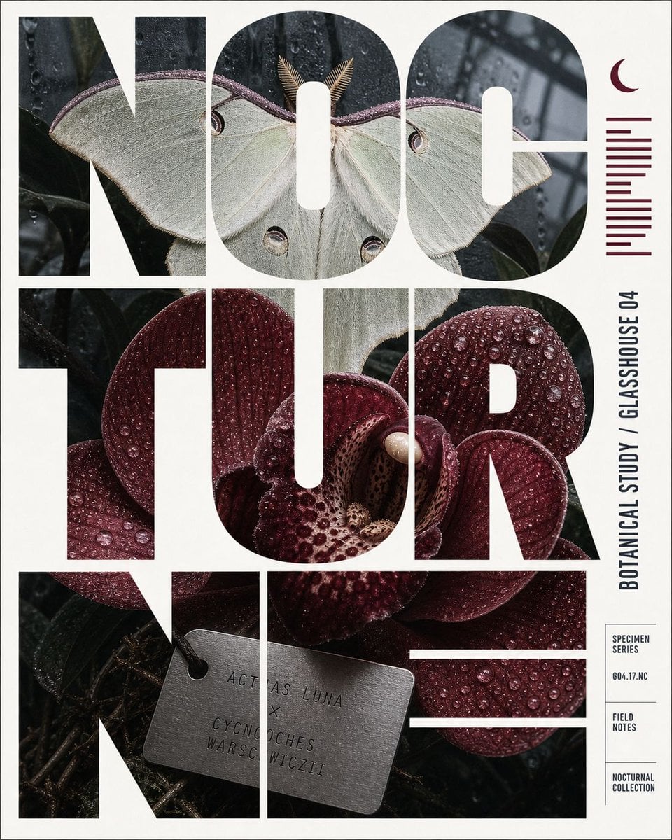 Oxblood Typographic Mask on Bone Paper - alternate