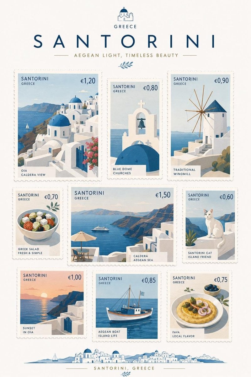 Minimalist Destination Commemorative Stamp Sheet