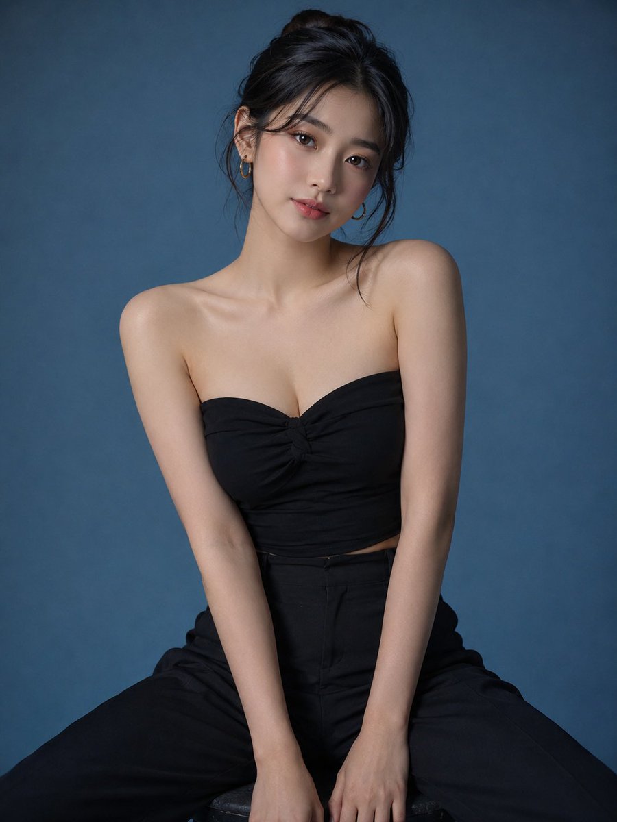 Korean Elegance in Royal Blue Studio