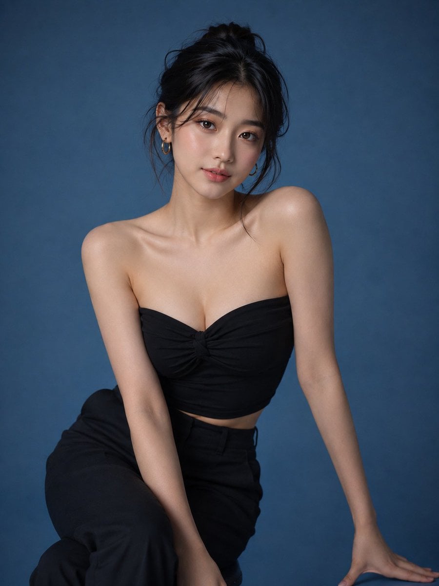 Korean Elegance in Royal Blue Studio - alternate