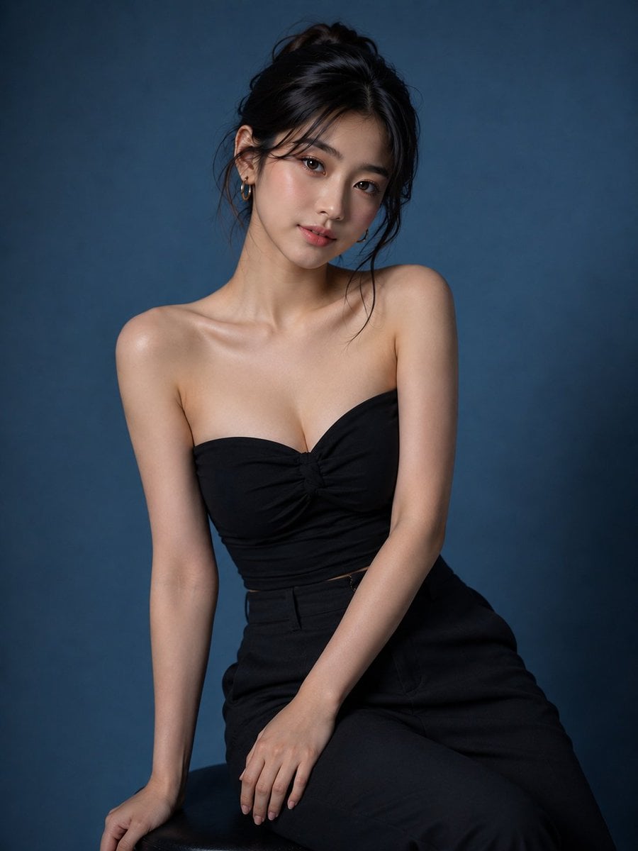 Korean Elegance in Royal Blue Studio - alternate