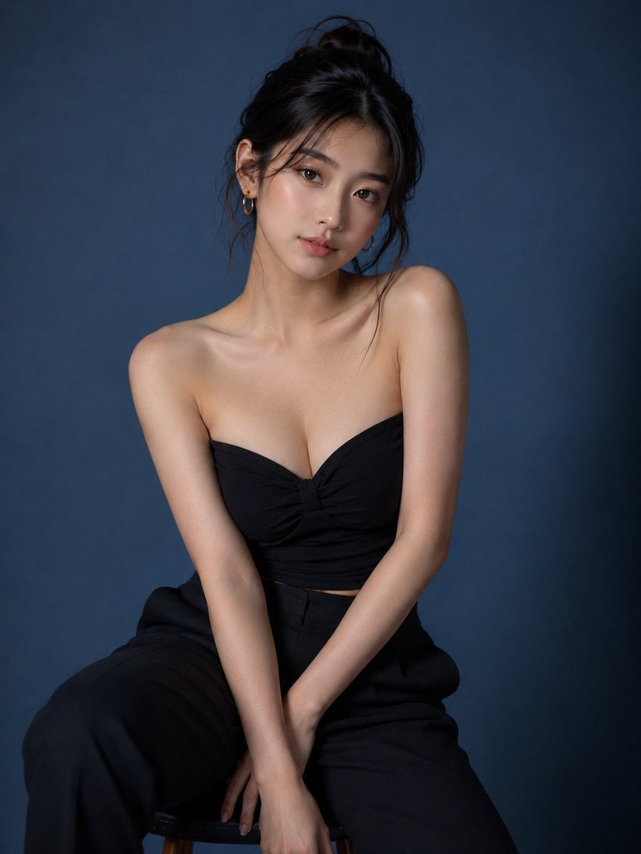 Korean Elegance in Royal Blue Studio - alternate