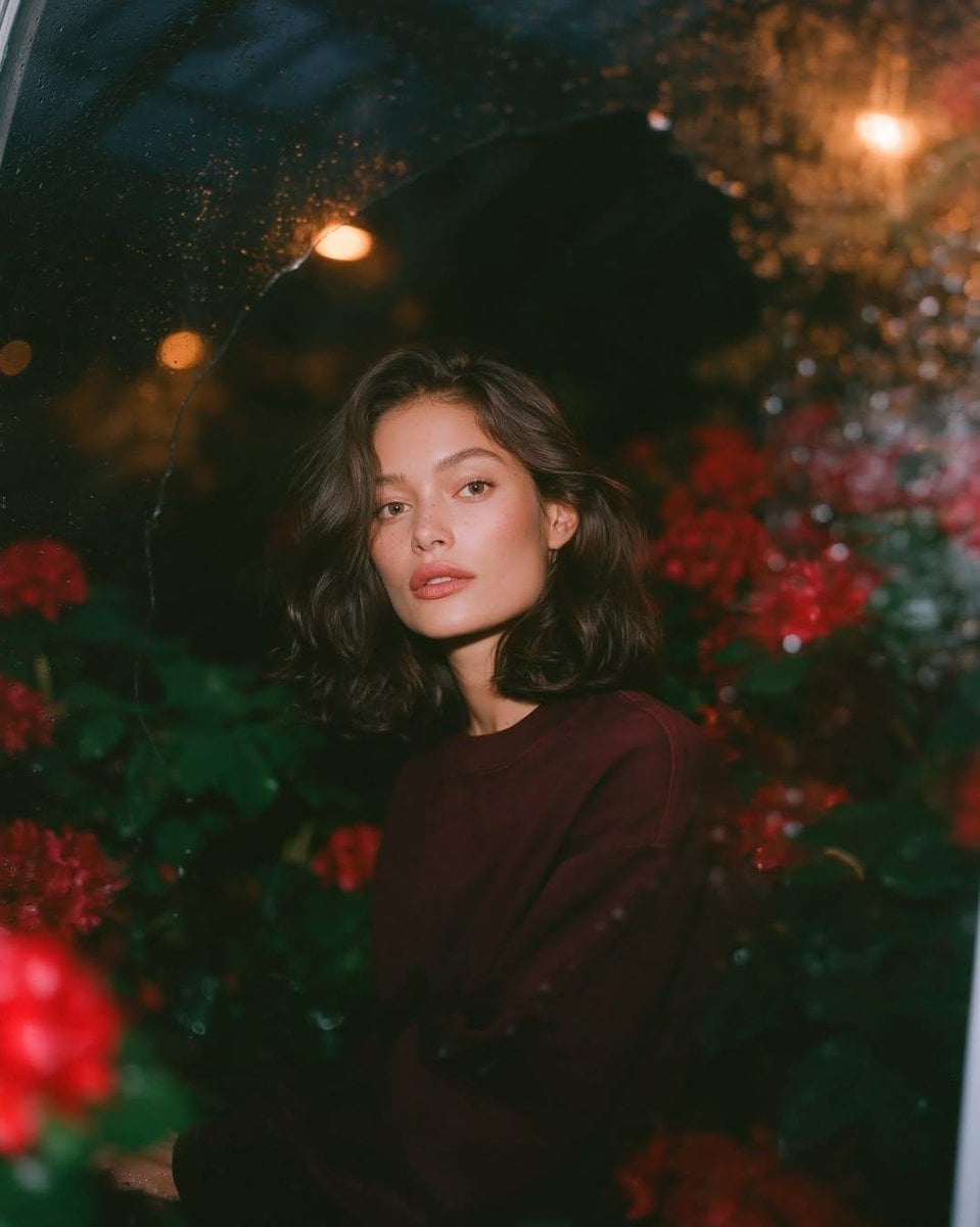 Rainy Night Garden Portrait - alternate