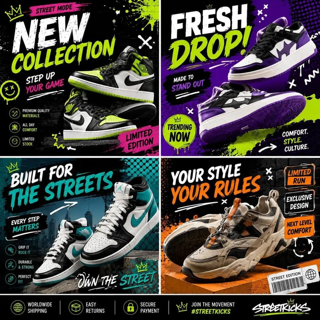Pop-Art Social Media Product Campaign Grid - alternate