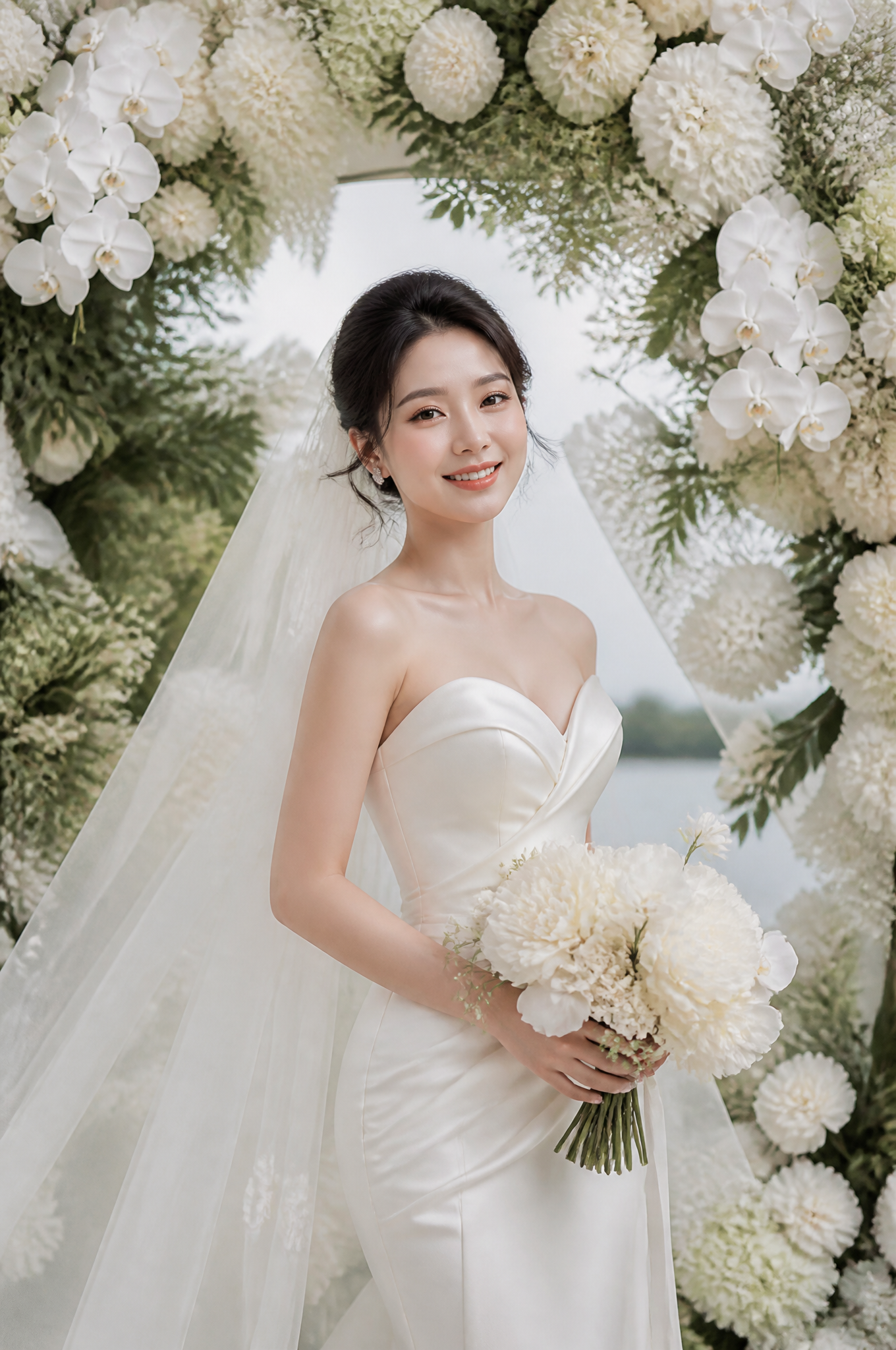 Luxury Chinese Bridal Editorial with Floral Arch