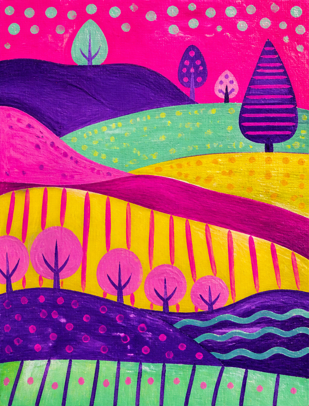 Neon Naive Gouache Landscape