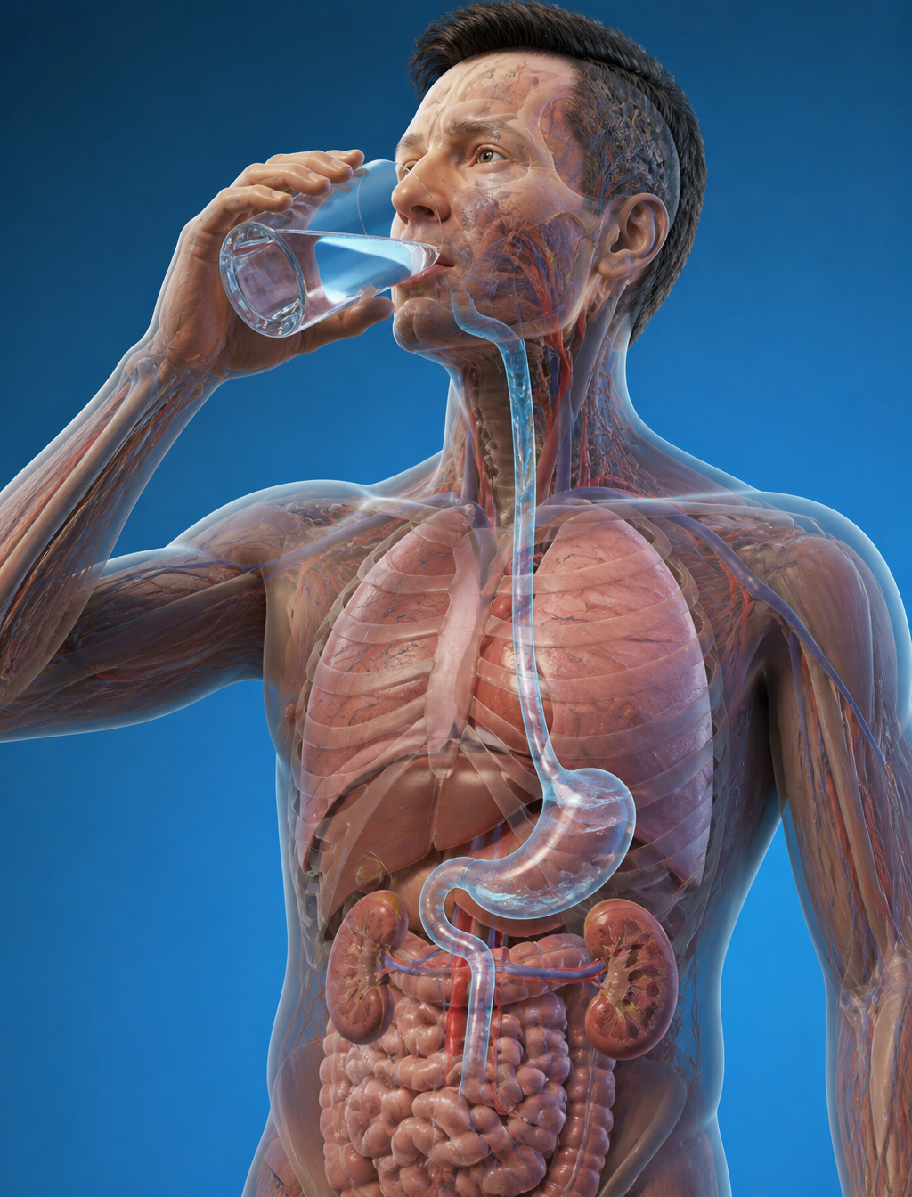 Human Water Absorption Anatomy Visualization