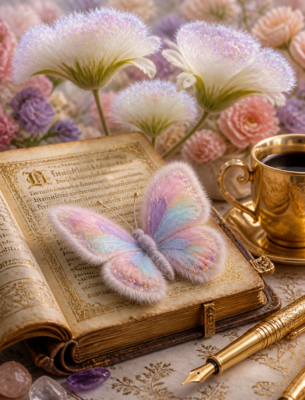 Magical Furry Butterfly and Golden Manuscript