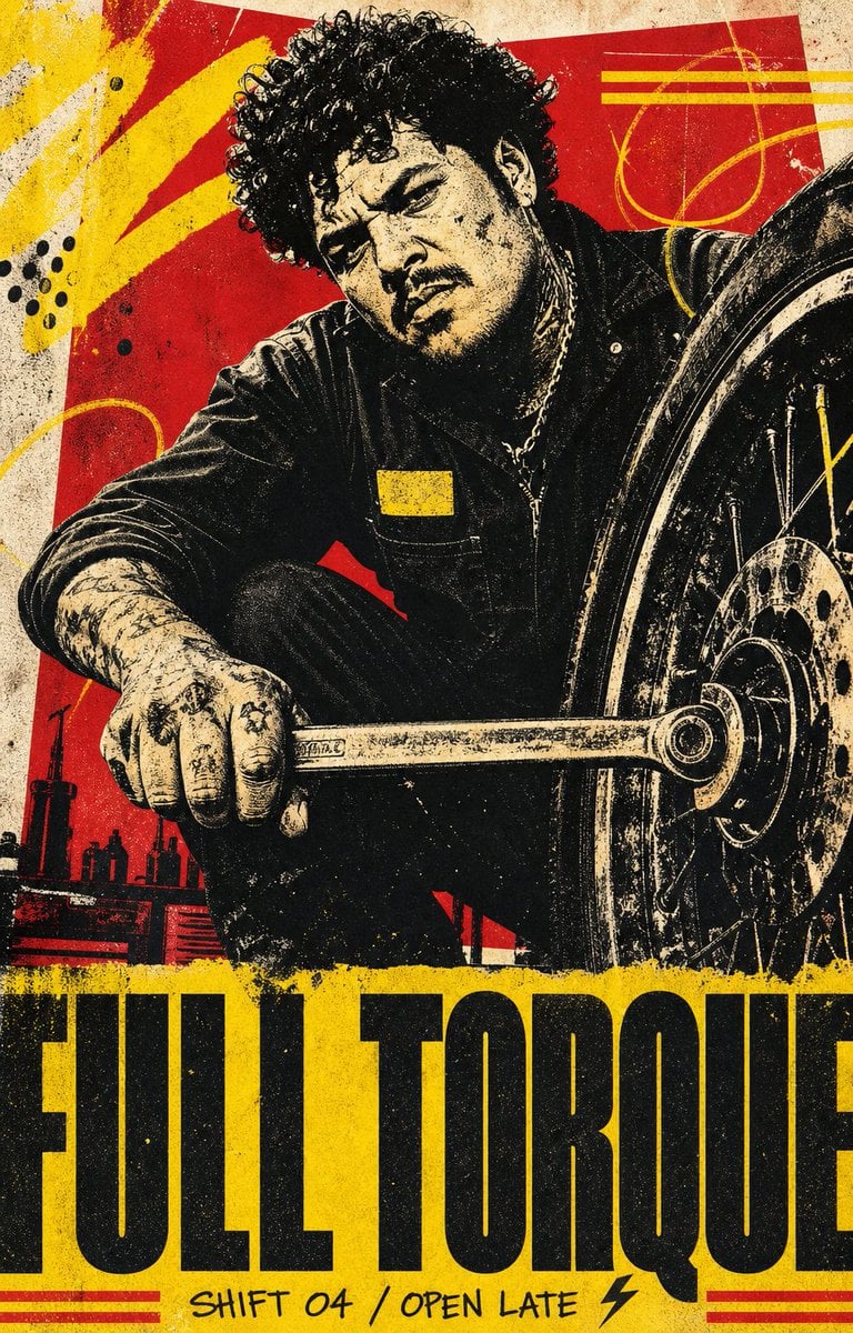 Four-ink screen print. Four people still working after ev... - alternate