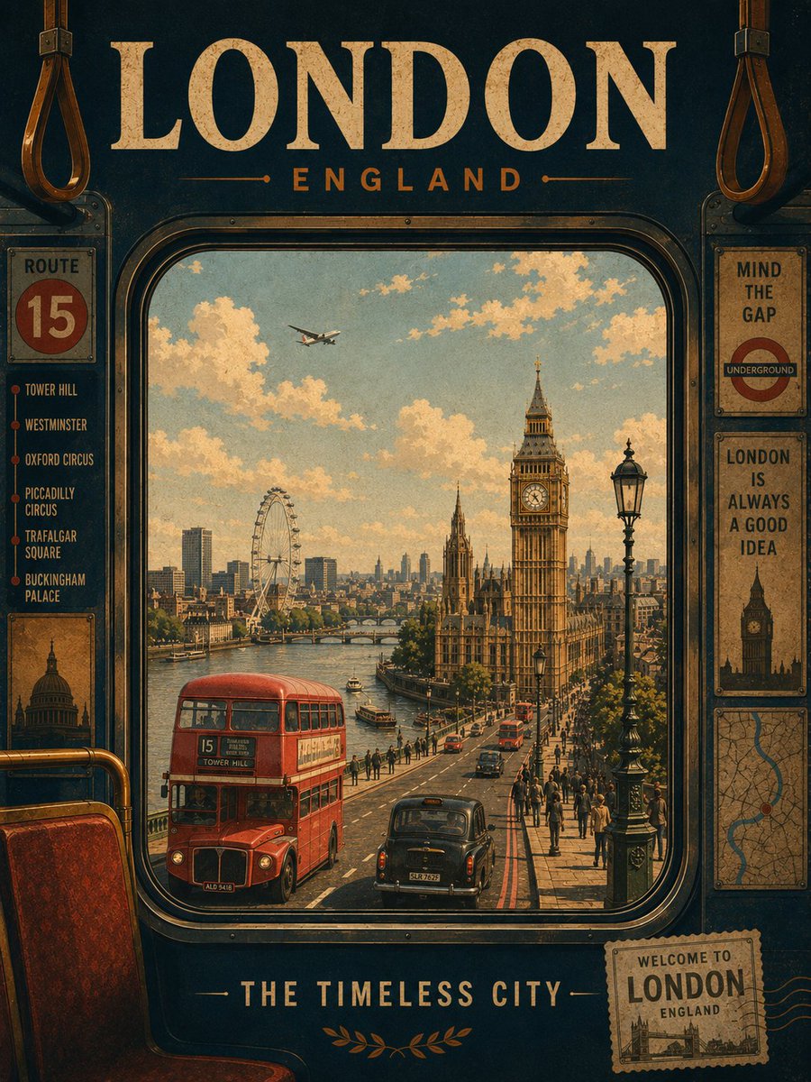 Create a collection of vintage retro travel posters for i...