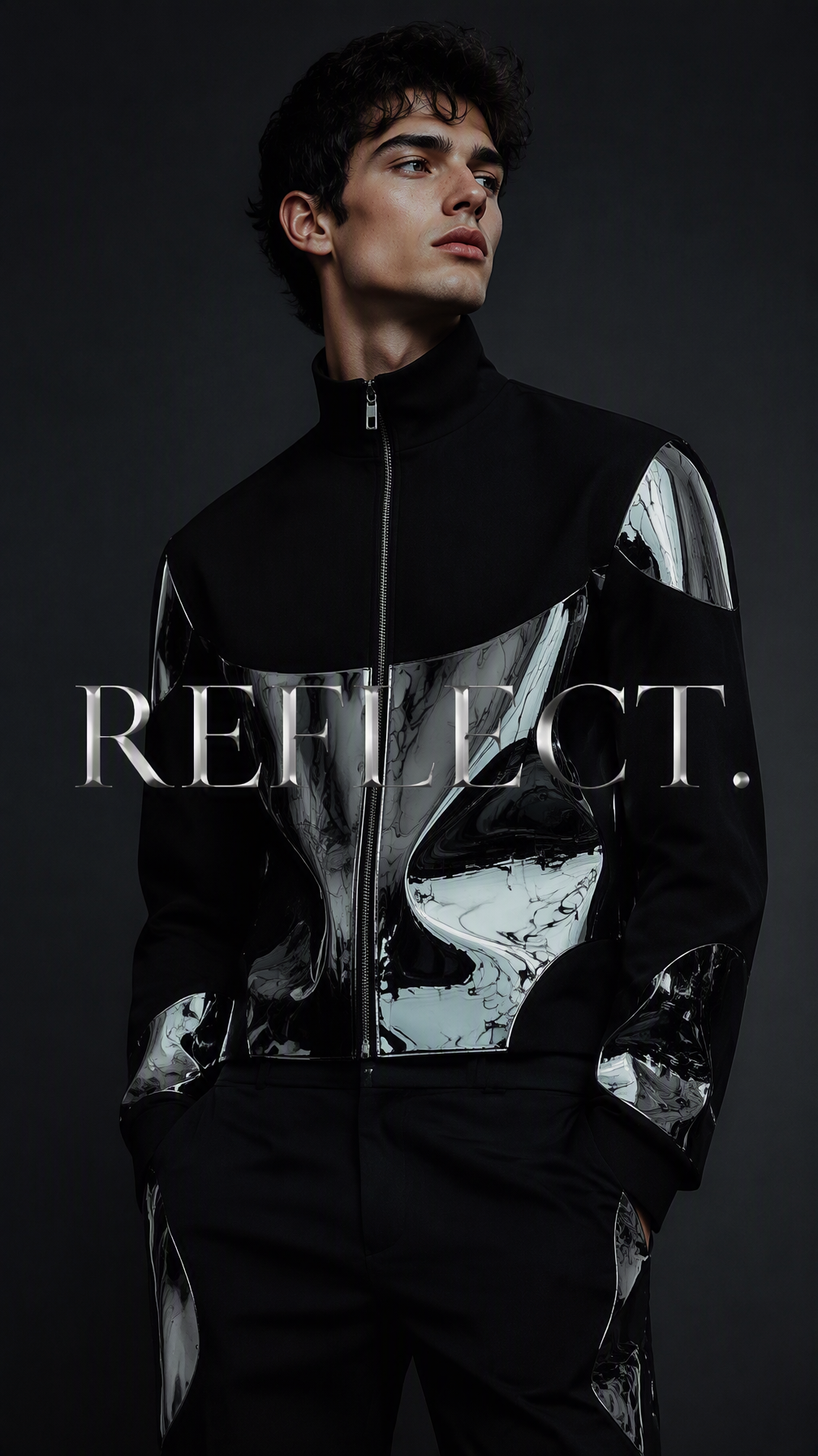 Create a premium 9:16 luxury editorial portrait of a youn...
